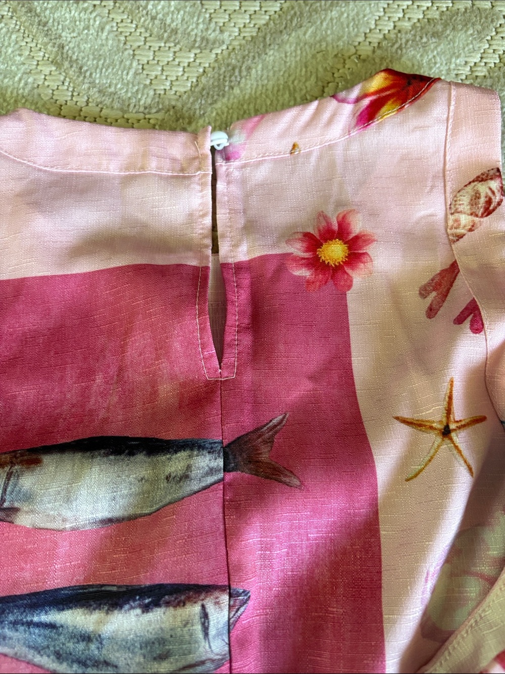 Pink Ocean Print  summer Dress - Picture 2 of 4